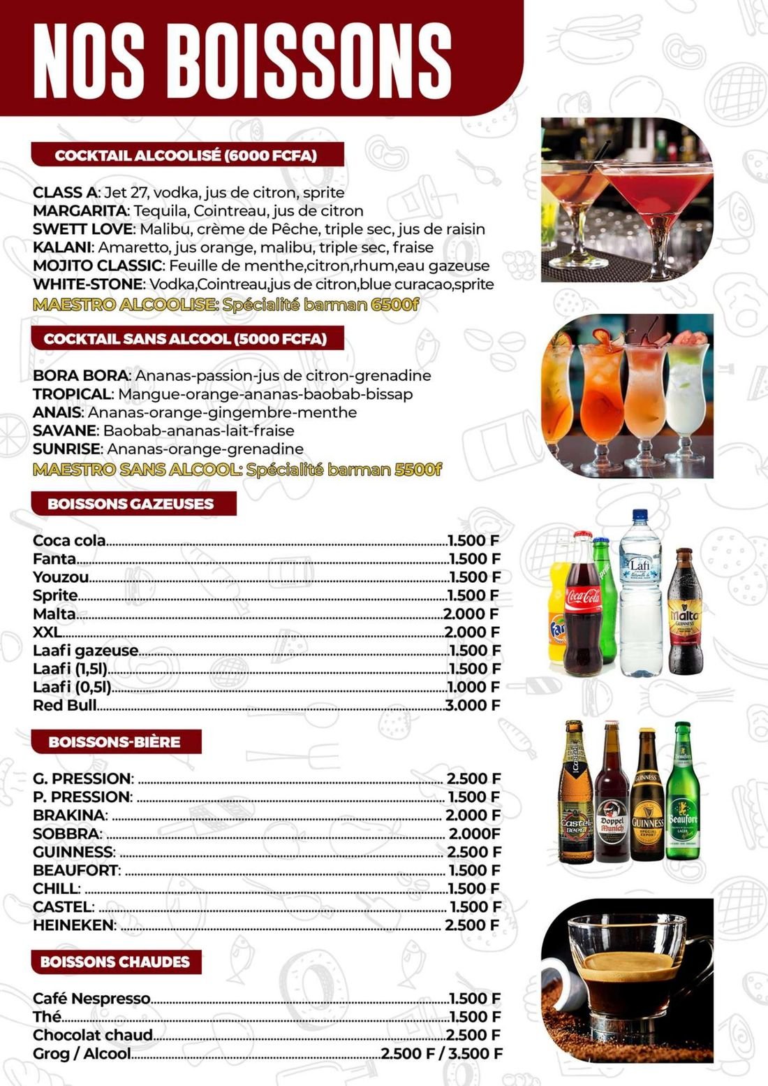 Menu Zone du Bois — page 2