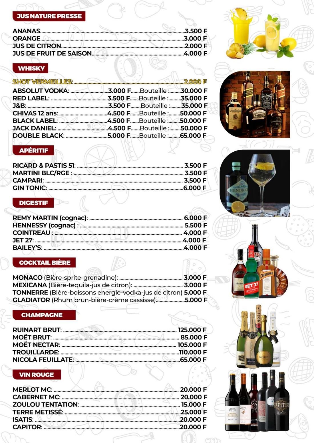 Menu Zone du Bois — page 3