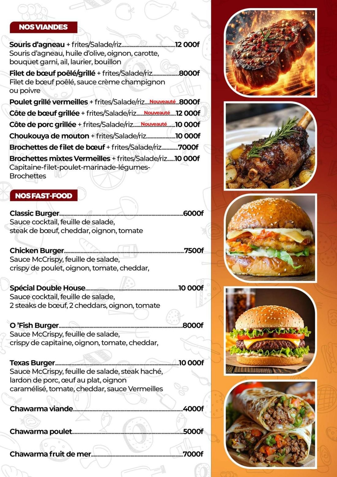 Menu Zone du Bois — page 6