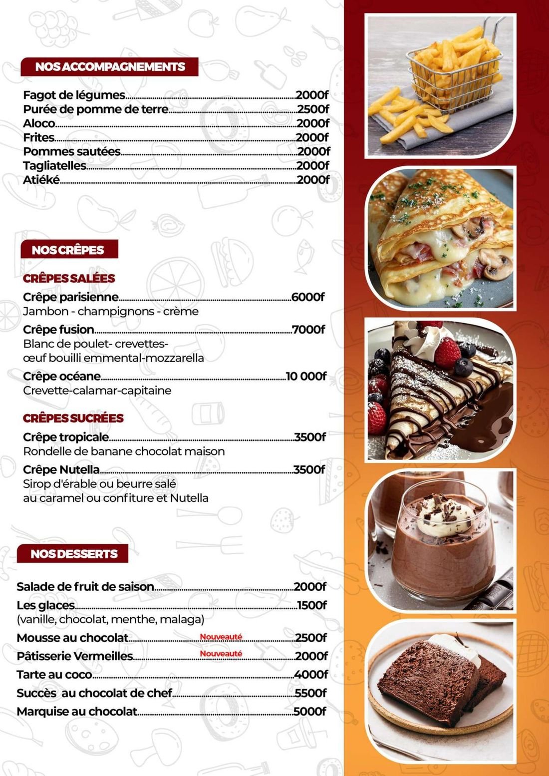 Menu Zone du Bois — page 8